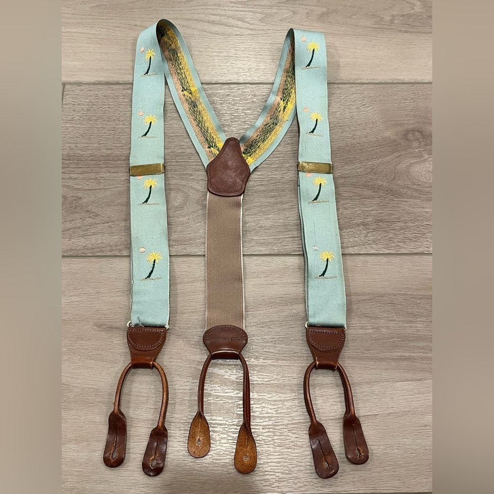 Dooney & Bourke Embroidered Palm Tree Leather Suspenders